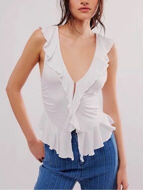 Free People Ruffle Me Away Tank Medium